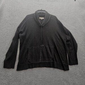 Jones New York Sport Black Shimmer Knit Pullover Sweater With Pockets XL